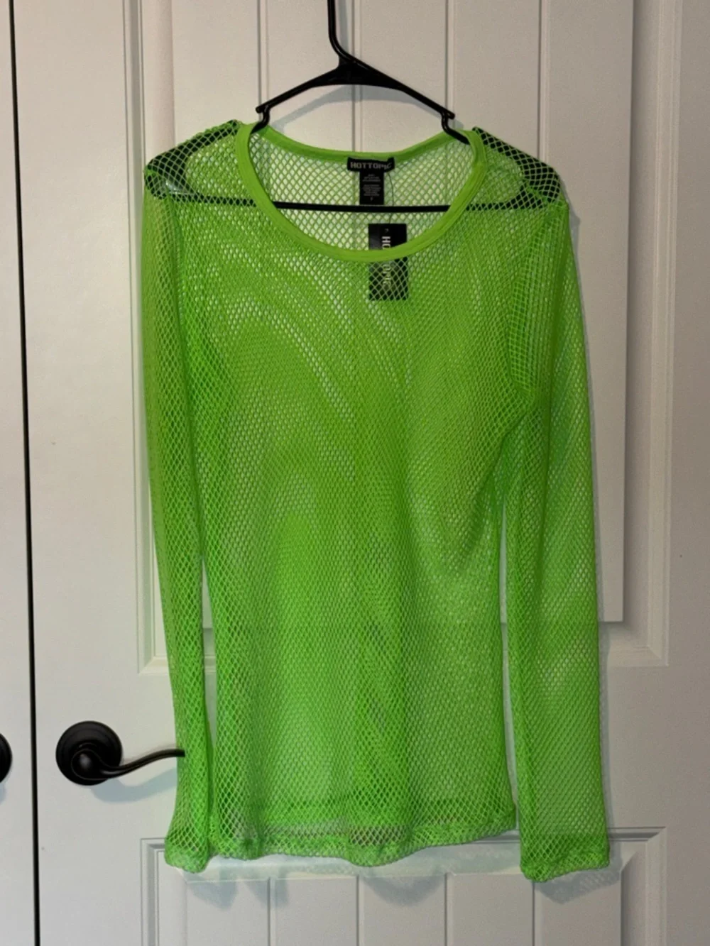 Hot Topic Neon Green Fishnet Long Sleeve Shirt Plus Size - Picture 1 of 4